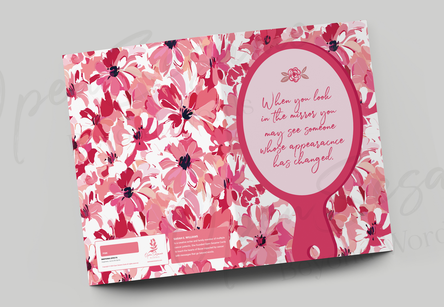 Front of card in support of those with cancer that reads ‘When You Look in the Mirror’.