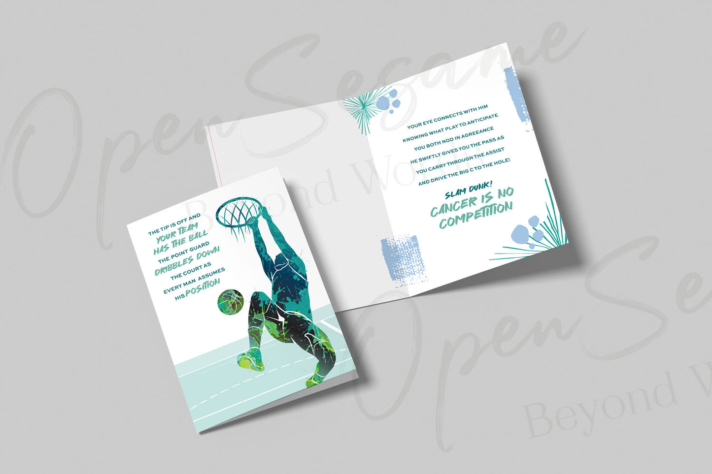 Open Sesame Cards - Front of card in support of those with cancer that reads ‘Your Team Has the Ball’