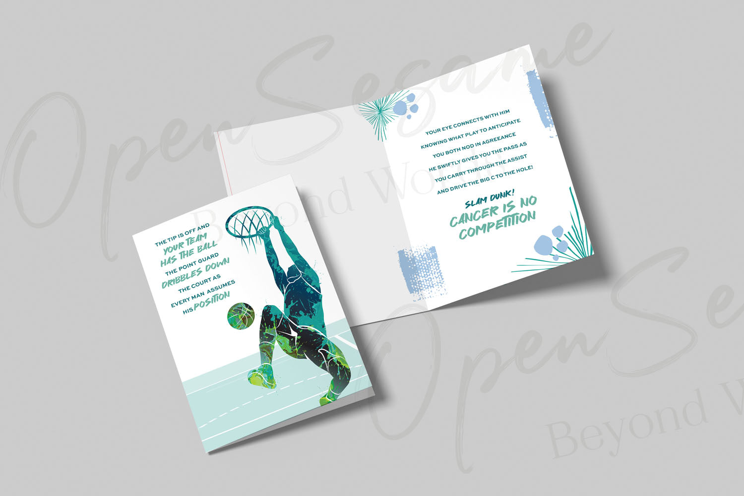 Open Sesame Cards - Front of card in support of those with cancer that reads ‘Your Team Has the Ball’