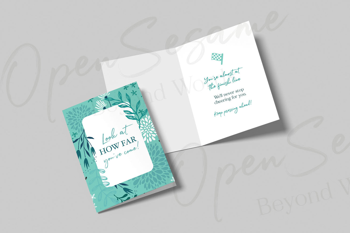 Open Sesame Cards - card front Look at how far you’ve come! - C35