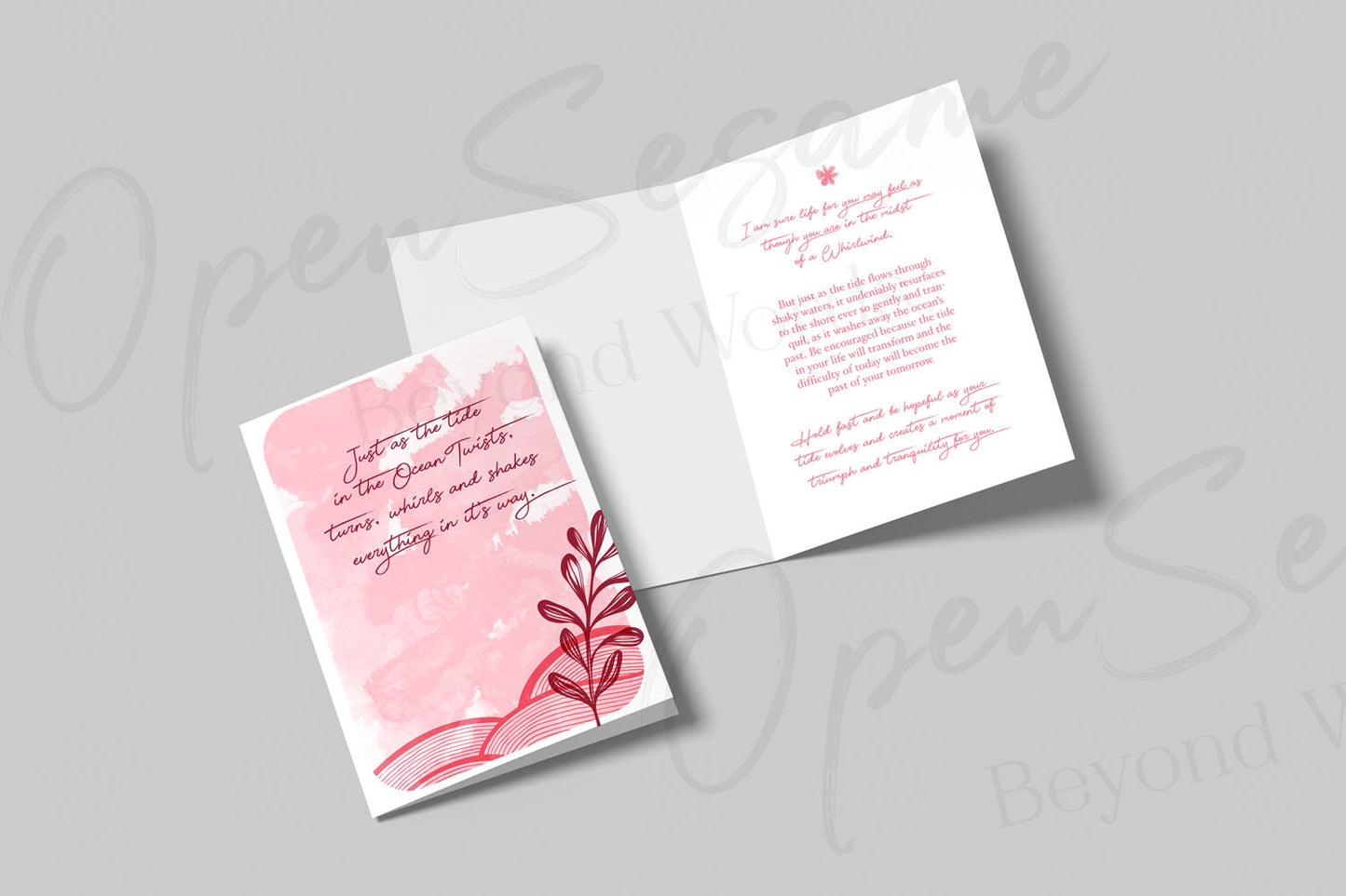Open Sesame Cards - card front Just As the Tide in the Ocean Twists C3